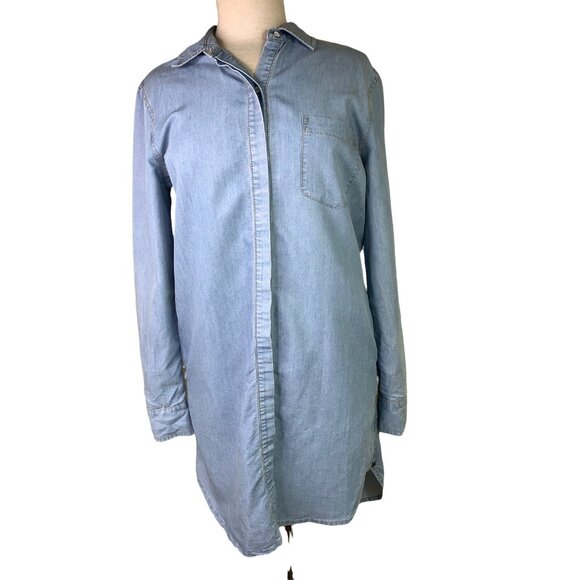 Victoria's Secret Women's Denim Jean Shirt Dress Sz 6 Belt Buttons Soft Y2K Vtg - Picture 5 of 6